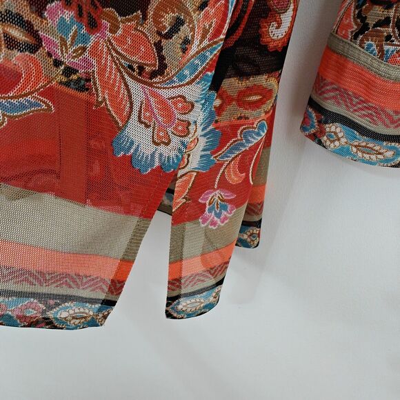 Chico's Travelers Printed Mesh Shirt Jacket Size XL / 3 Button Front Shacket - Picture 4 of 9